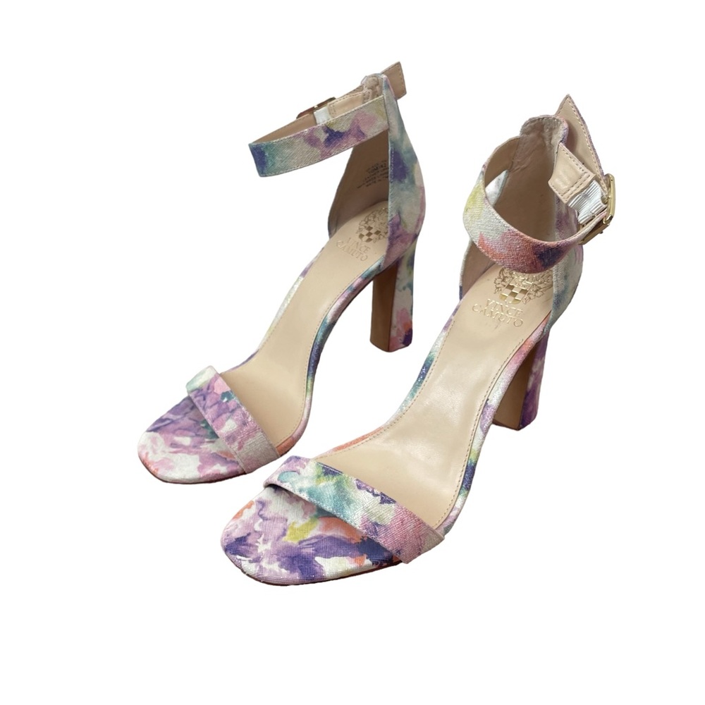 Vince Camuto Acelyn Floral Pastel Watercolor Strap Block Heel Mermaid Sandal - Picture 2 of 16